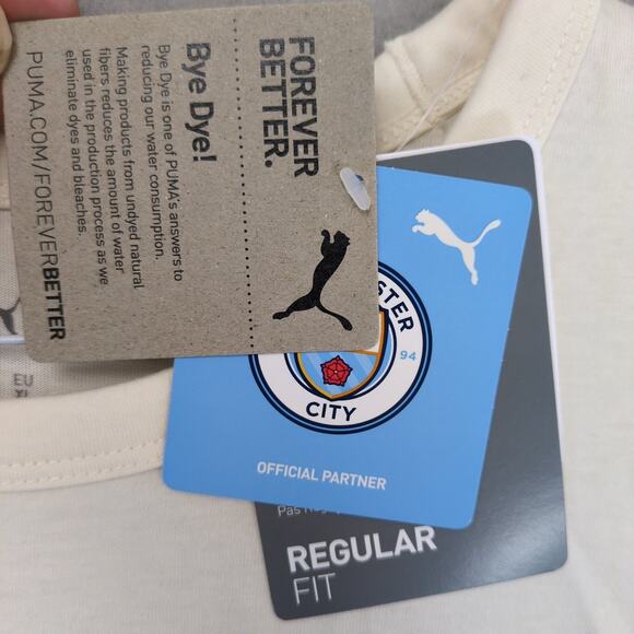 NWT Puma Manchester City Football Club Men's XL T-Shirt, Beige Patch Logo Soccer - Picture 6 of 6